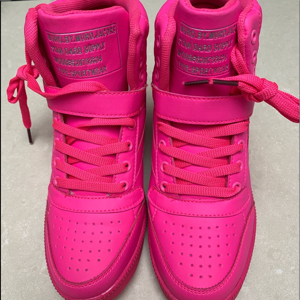 SUPER NEON PINK Air Force one inspired sneakers